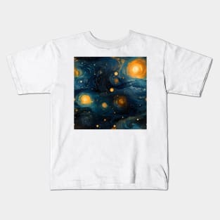 Van Gogh Starry Night Outer Space Pattern 8 Kids T-Shirt